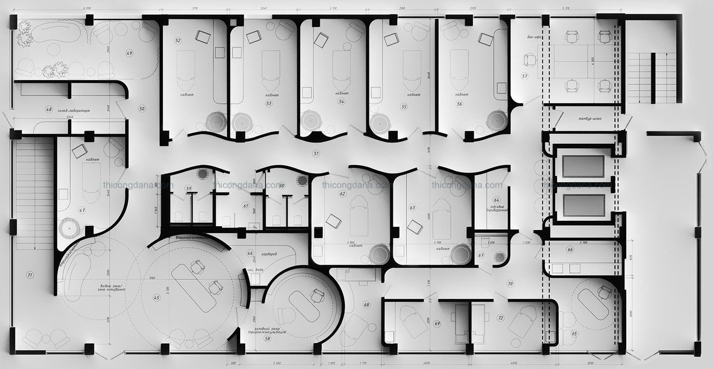 Mặt bằng bố trí công năng nội thất Spa