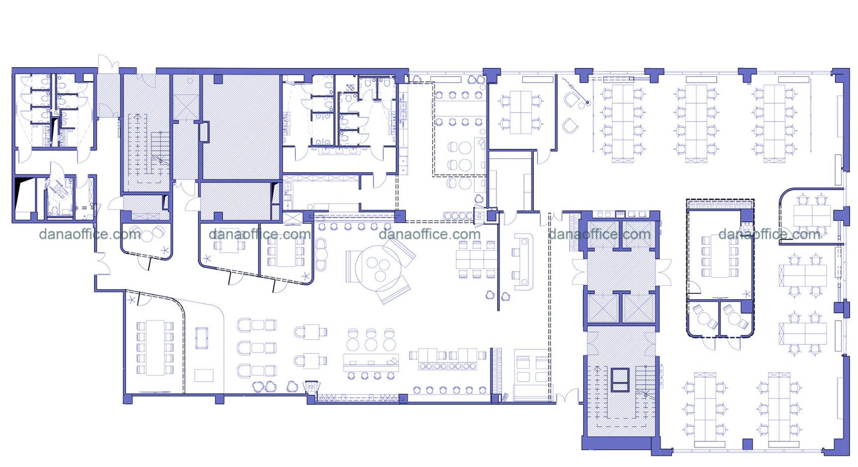 Mặt bằng thiết kế bố trí công năng nội thất văn phòng làm việc