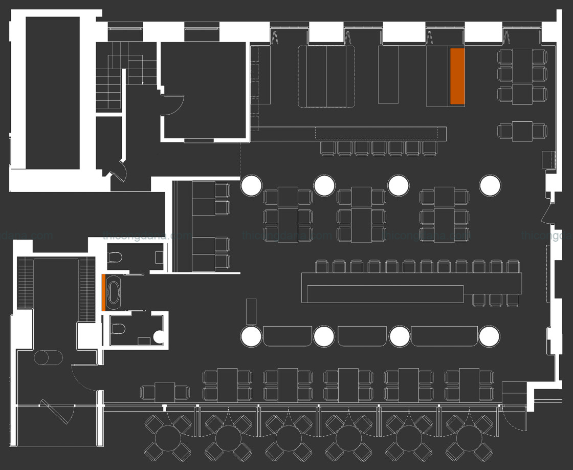 Mặt bằng bố trí sơ đồ nội thất không gian nhà hàng