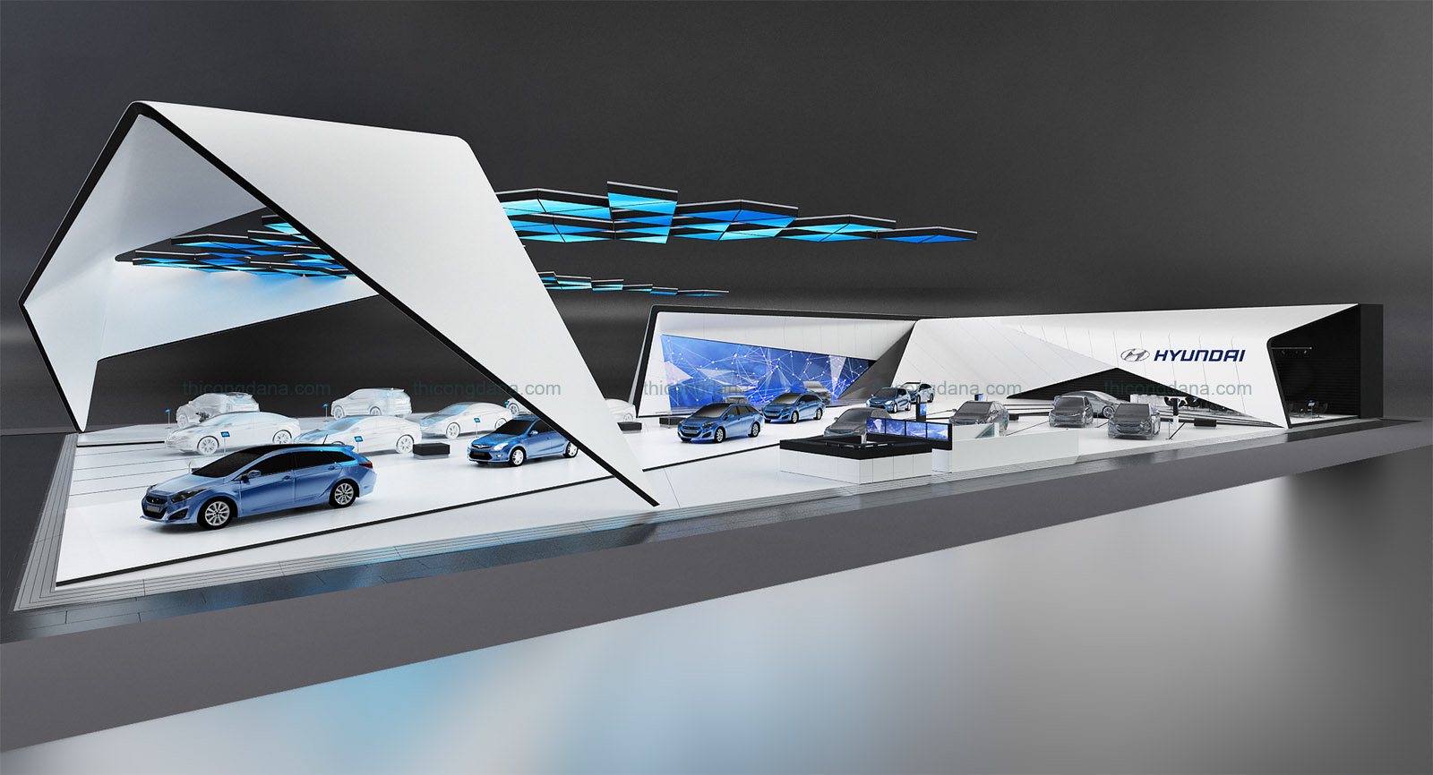 Thiết kế thi công nội thất cửa hàng oto trọn gói theo phong cách hiện đại sang trọng