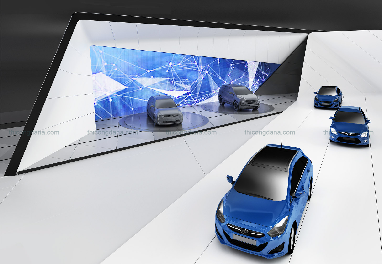 Thiết kế thi công nội thất cửa hàng oto trọn gói theo phong cách hiện đại sang trọng