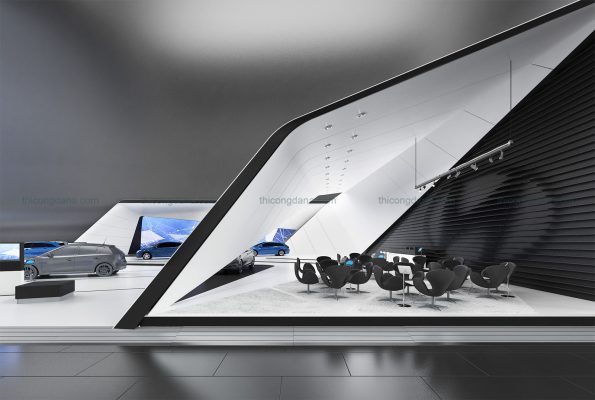 Thiết kế thi công nội thất cửa hàng oto trọn gói theo phong cách hiện đại sang trọng