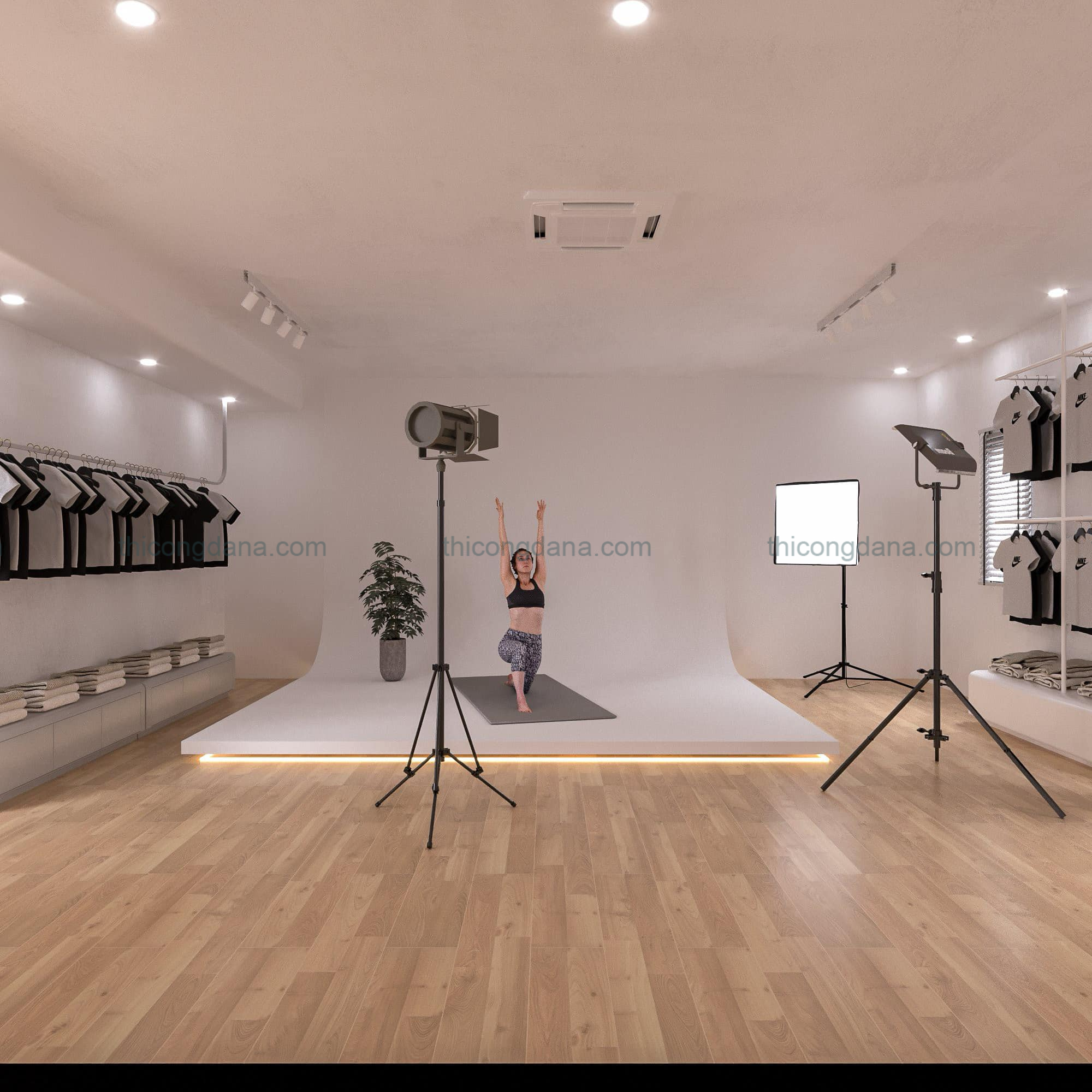 Thiết kế thi công nội thất phòng live stream trọn gói bán đồ tập Yoga