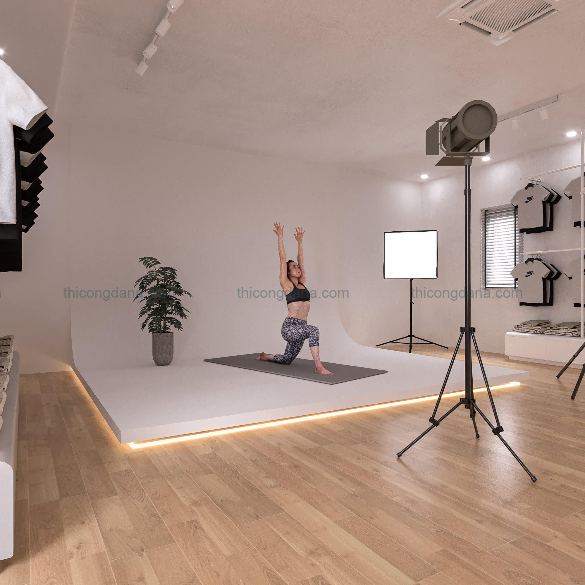 Thiết kế thi công nội thất phòng live stream trọn gói bán đồ tập Yoga