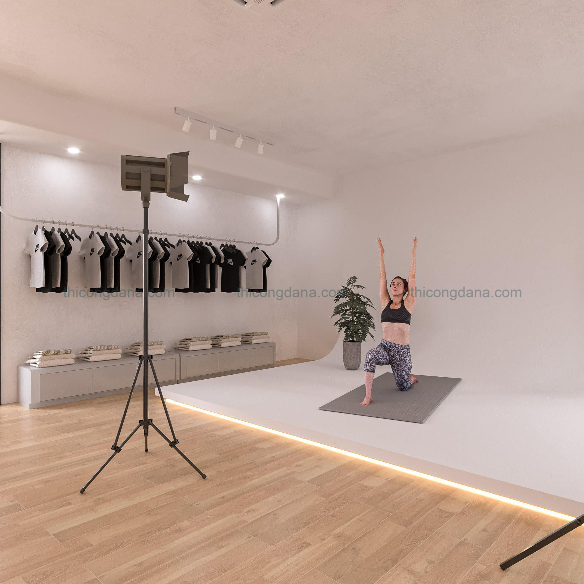 Thiết kế thi công nội thất phòng live stream trọn gói bán đồ tập Yoga