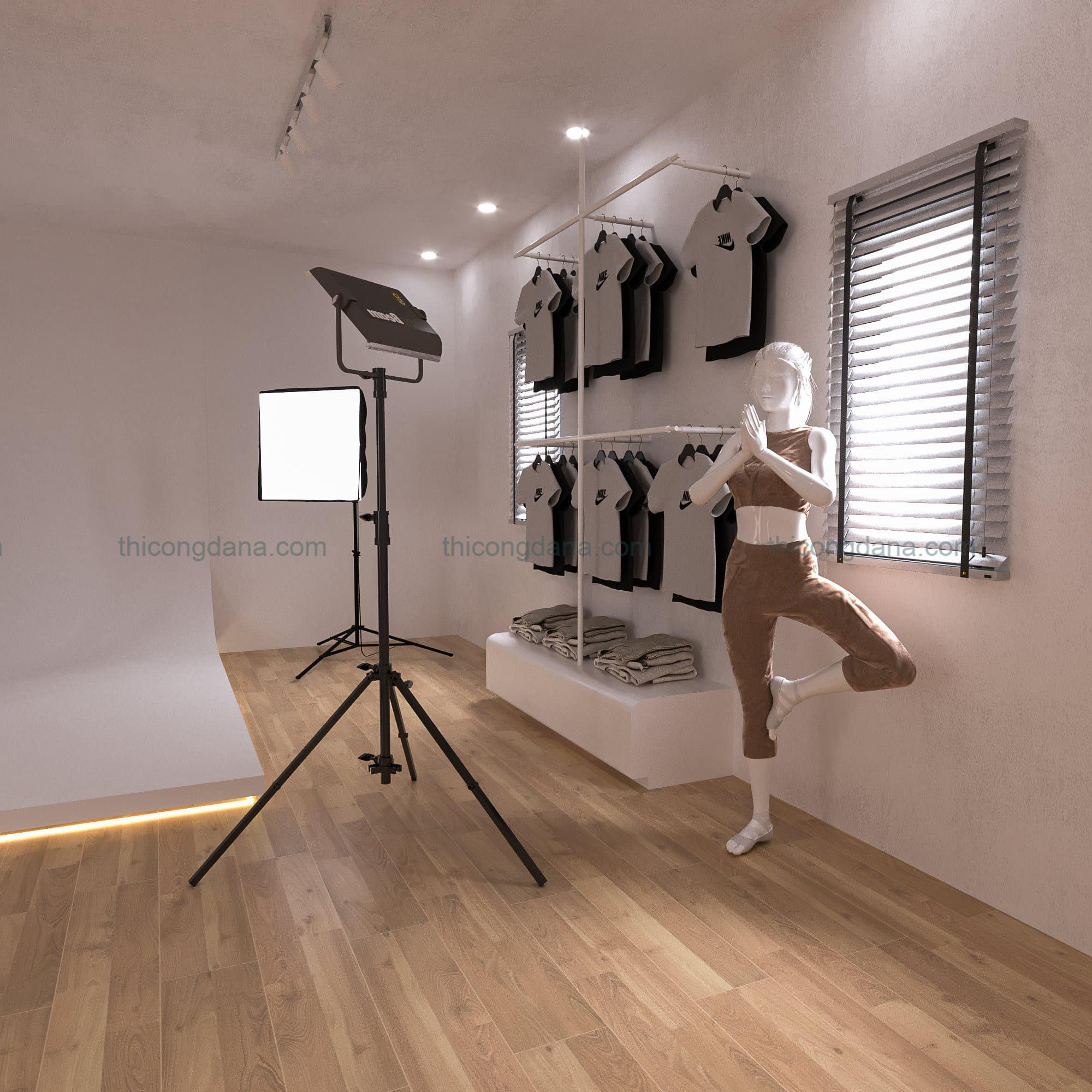 Thiết kế thi công nội thất phòng live stream trọn gói bán đồ tập Yoga