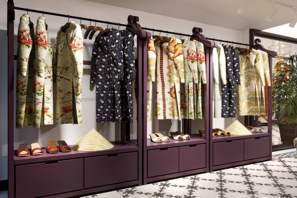 Thiết kế thi công nội thất shop áo dài truyền thống phong cách kết hợp hiện đại và tân cổ tại Đà Nẵng