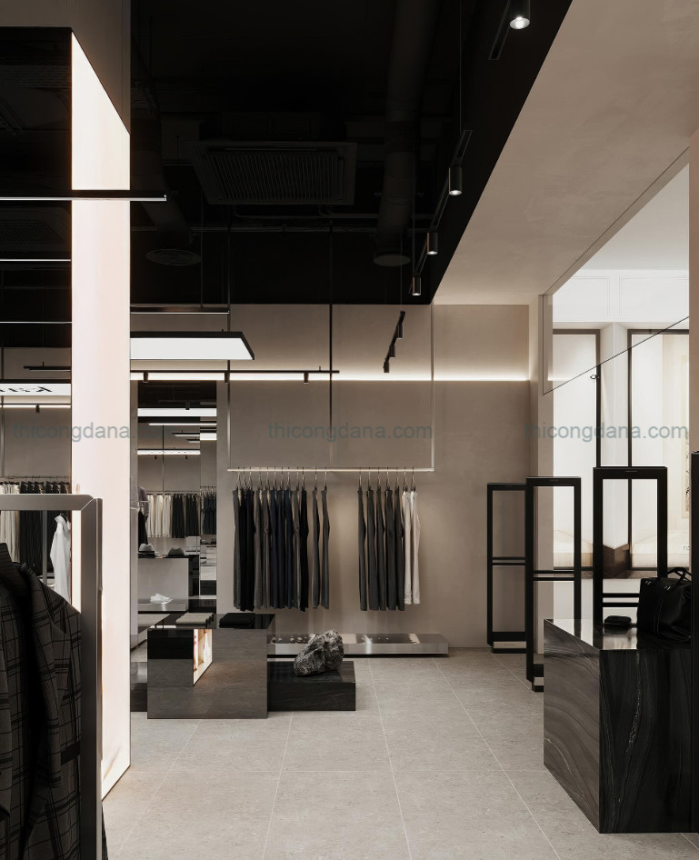 Thiết kế thi công nội thất shop áo vest phong cách hiện đại lịch lãm tại Đà Nẵng