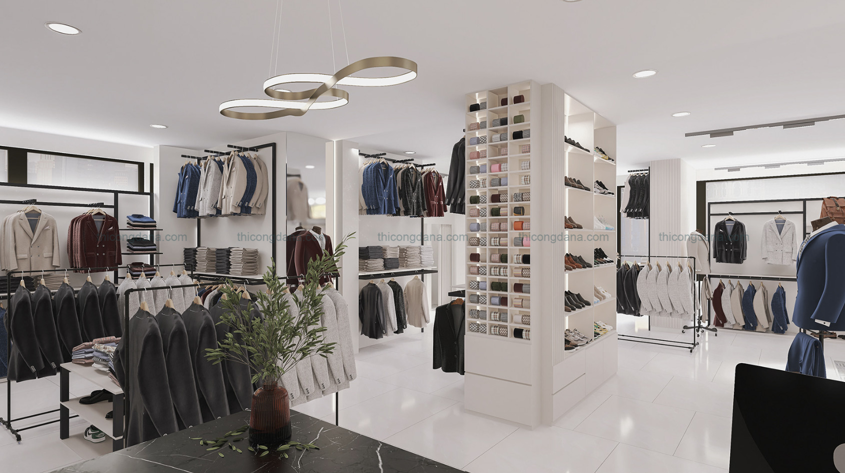 Thiết kế thi công nội thất shop áo vest phong cách hiện đại lịch lãm tại Đà Nẵng