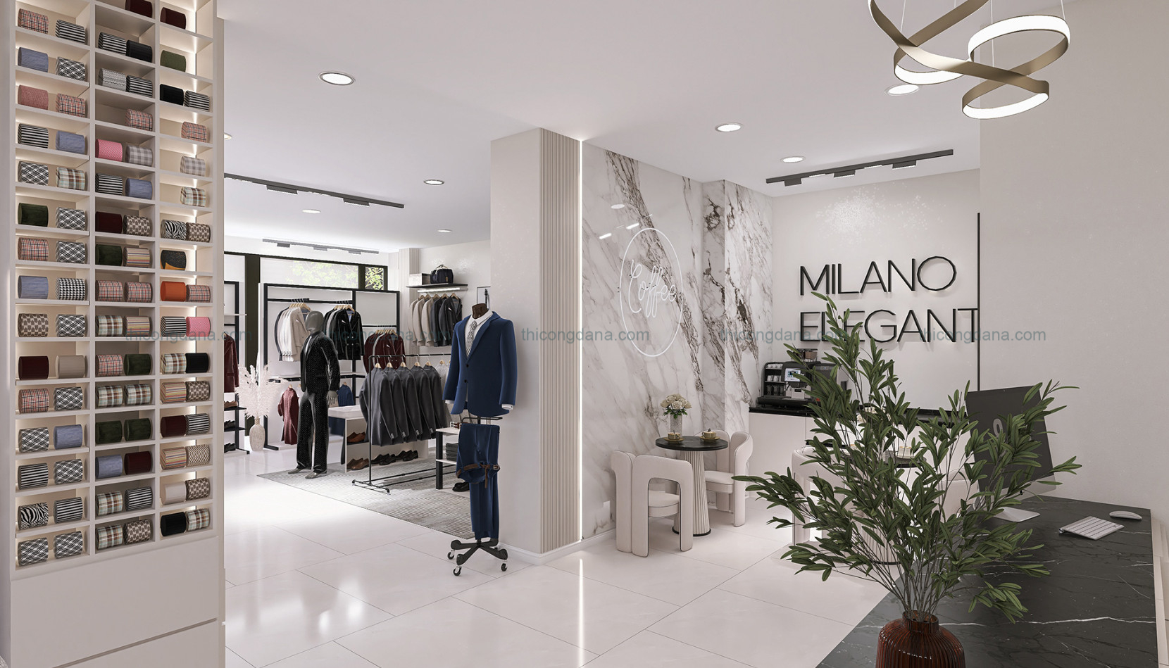 Thiết kế thi công nội thất shop áo vest phong cách hiện đại lịch lãm tại Đà Nẵng