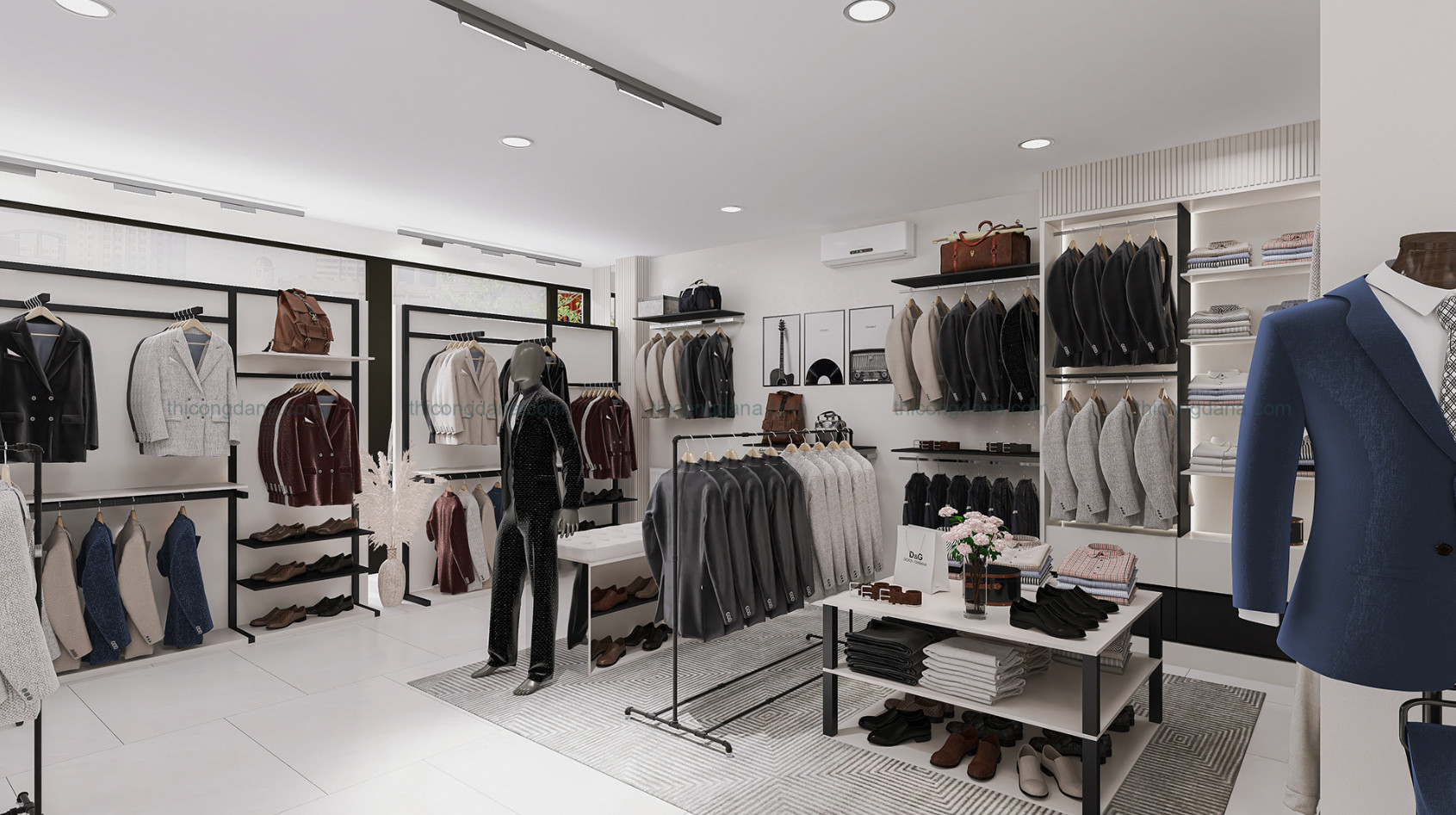 Thiết kế thi công nội thất shop áo vest phong cách hiện đại lịch lãm tại Đà Nẵng