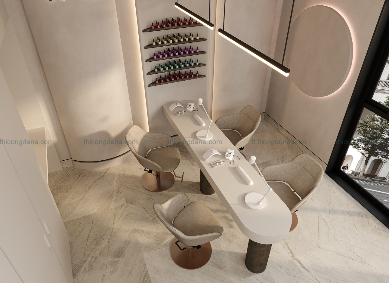 Thiết kế decor salon tóc tại Đà Nẵng cao cấp hiện đại sang trọng