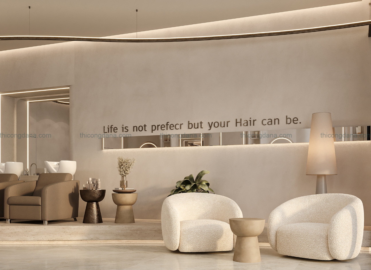 Thiết kế decor salon tóc tại Đà Nẵng cao cấp hiện đại sang trọng