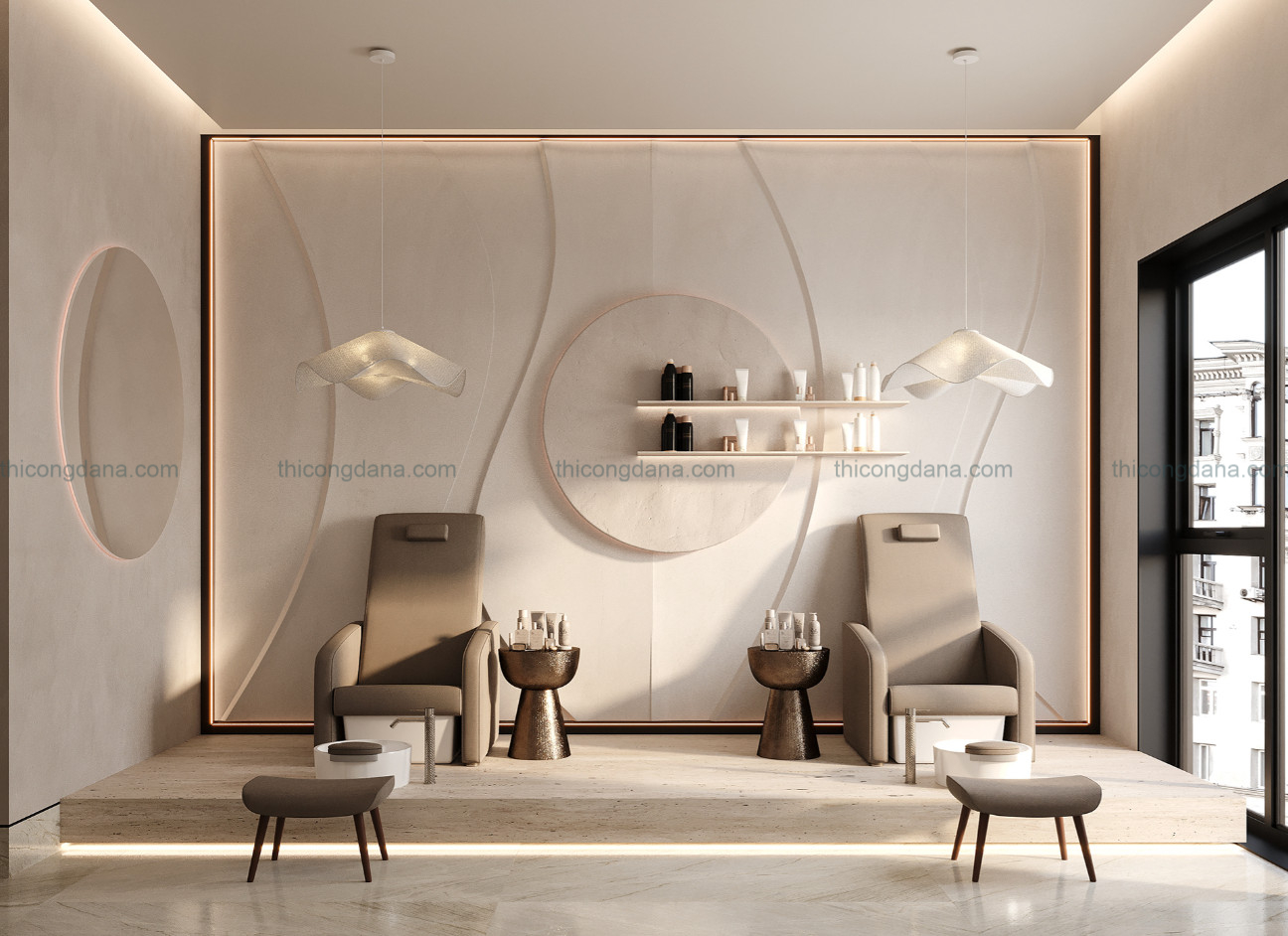 Thiết kế decor salon tóc tại Đà Nẵng cao cấp hiện đại sang trọng