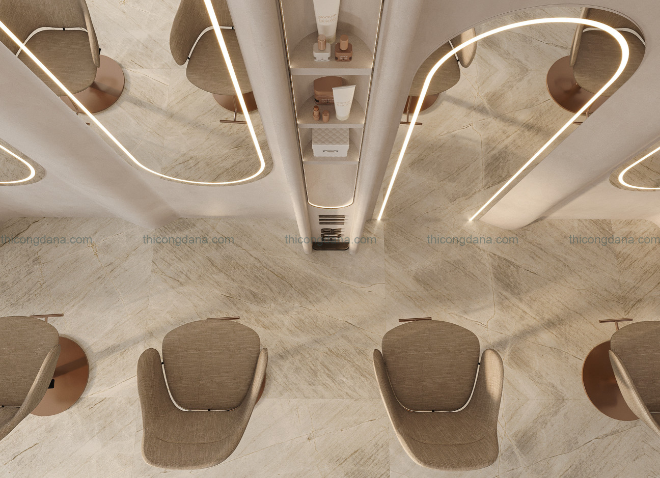 Thiết kế decor salon tóc tại Đà Nẵng cao cấp hiện đại sang trọng
