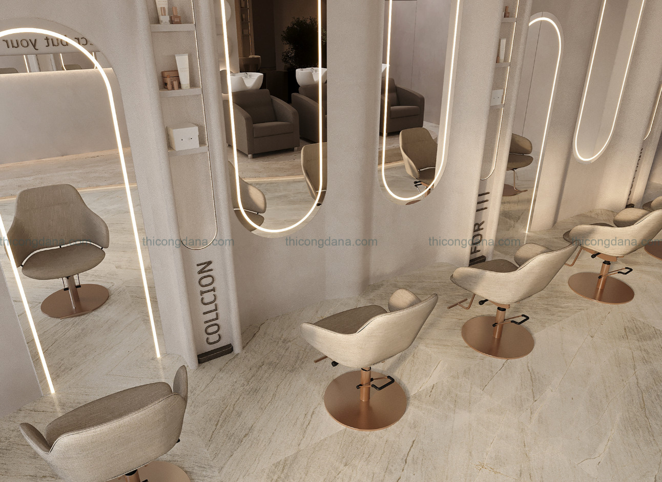 Thiết kế decor salon tóc tại Đà Nẵng cao cấp hiện đại sang trọng
