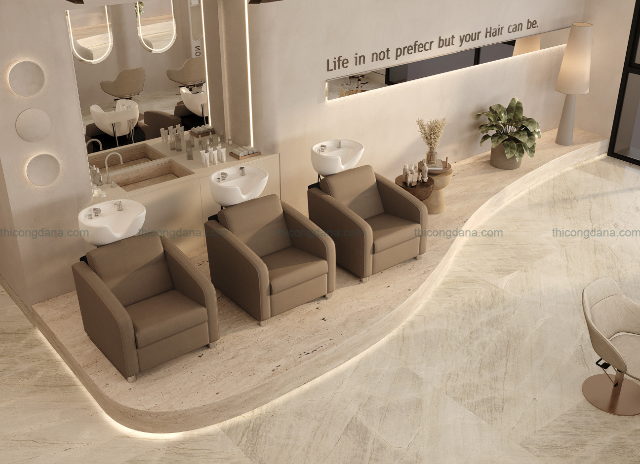 Thiết kế decor salon tóc tại Đà Nẵng cao cấp hiện đại sang trọng