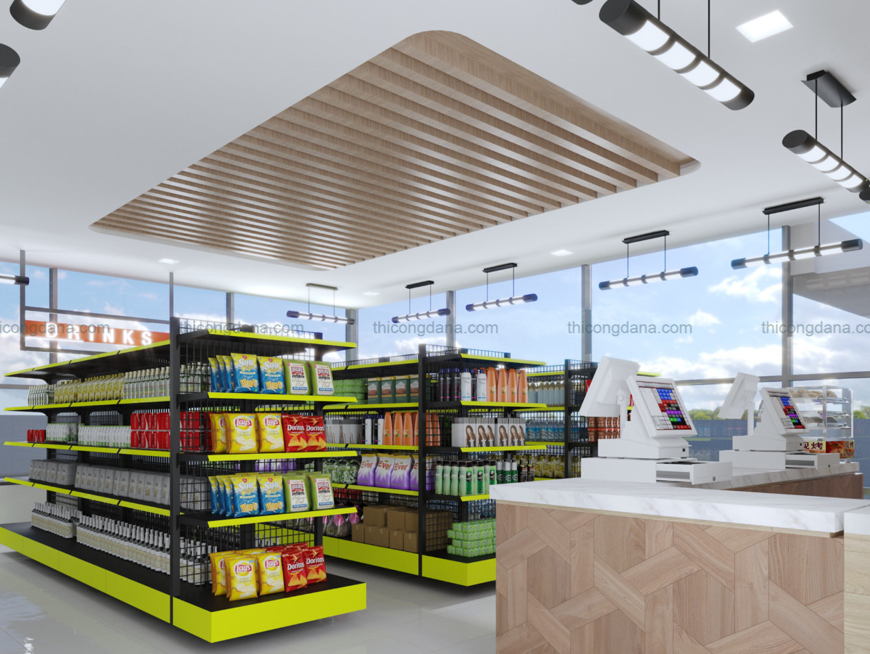 Thiết kế thi công trọn gói siêu thị bán lẻ quy mô nhỏ theo phong cách hiện đại