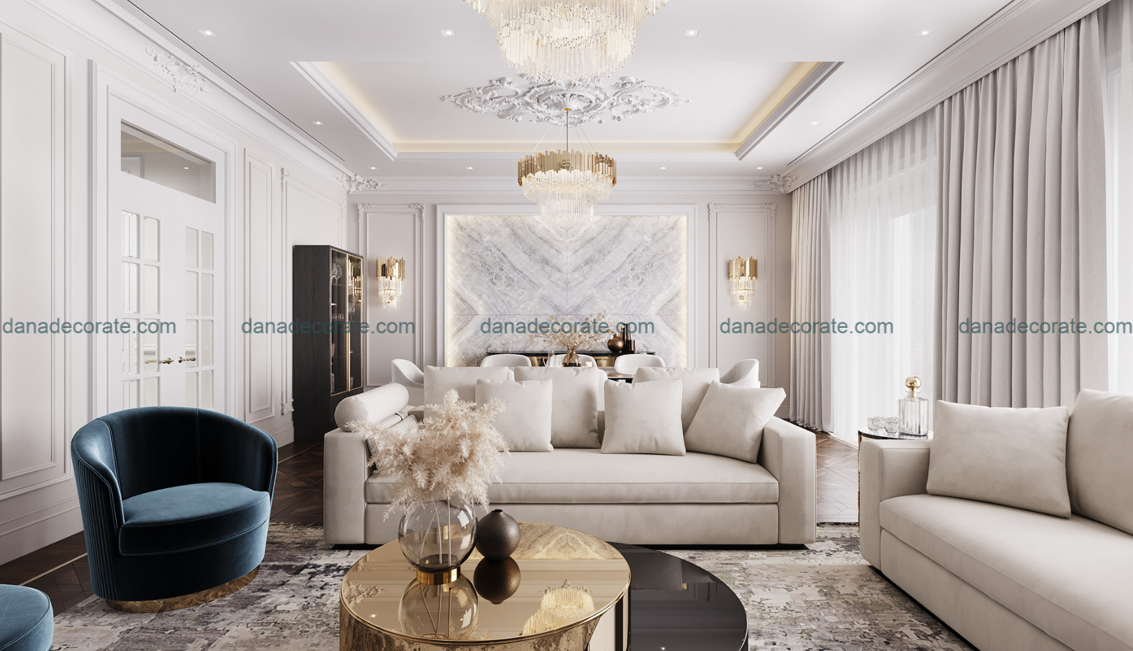 Thiết kế thi công phòng khách trọn gói theo phong cách hiện đại tại Đà Nẵng