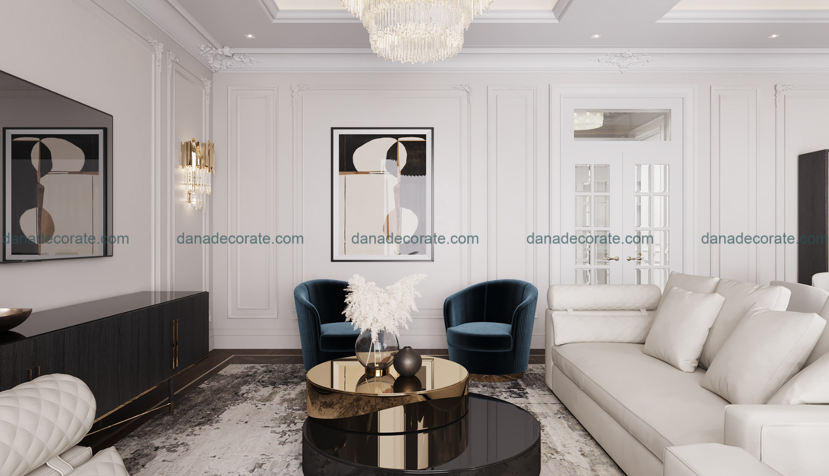 Thiết kế thi công phòng khách trọn gói theo phong cách hiện đại tại Đà Nẵng