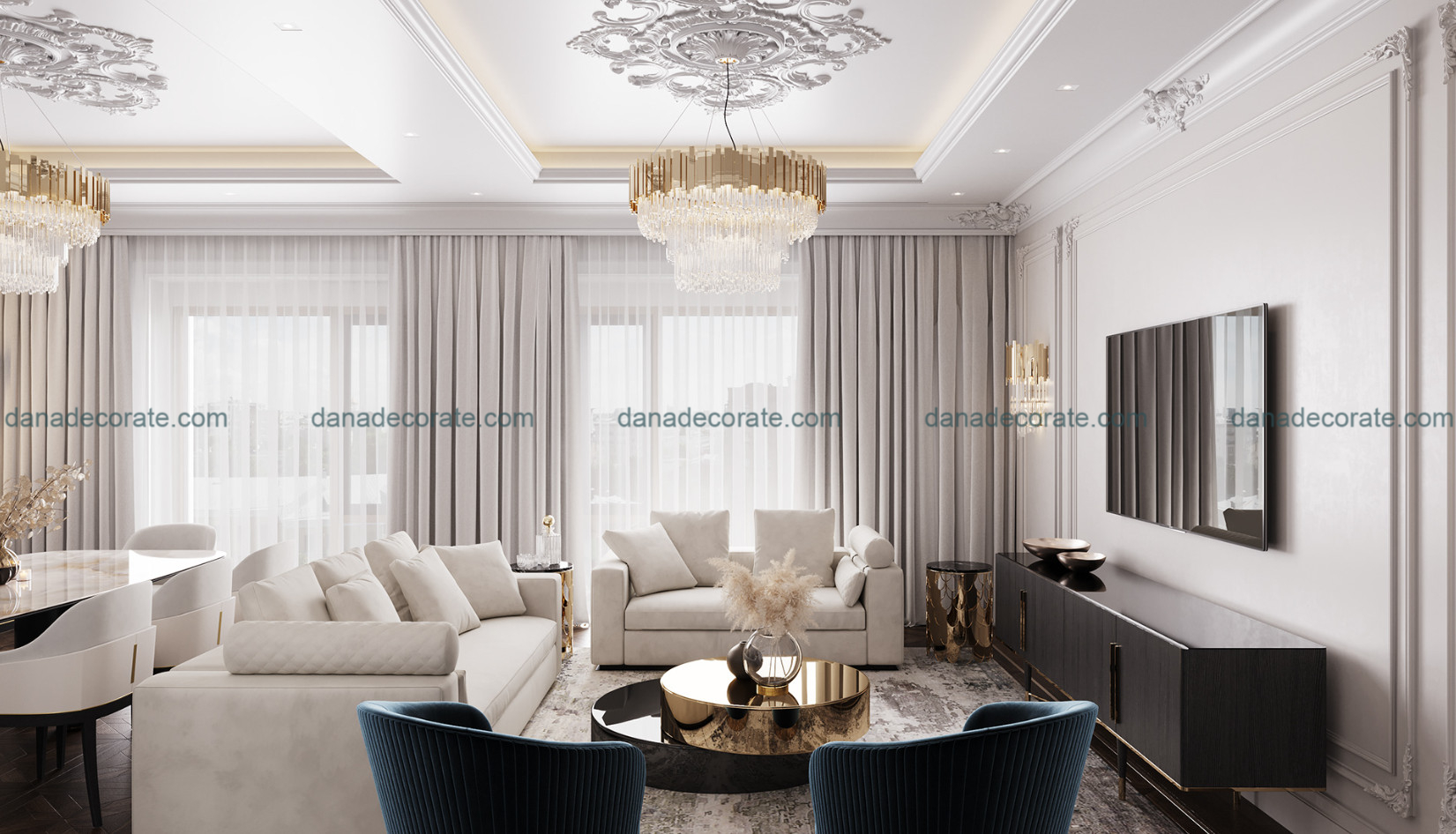 Thiết kế thi công phòng khách trọn gói theo phong cách hiện đại tại Đà Nẵng