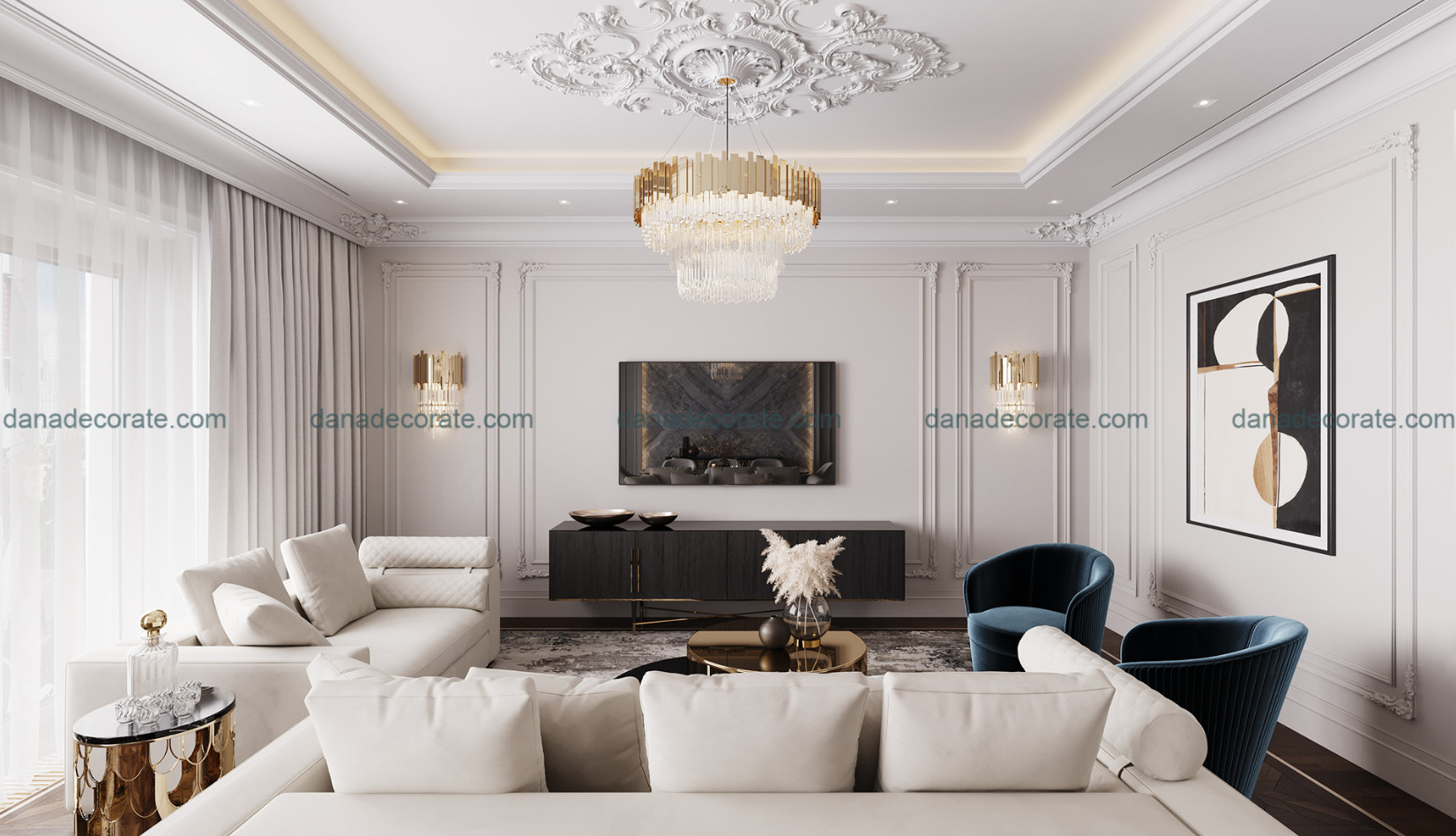 Thiết kế thi công phòng khách trọn gói theo phong cách hiện đại tại Đà Nẵng