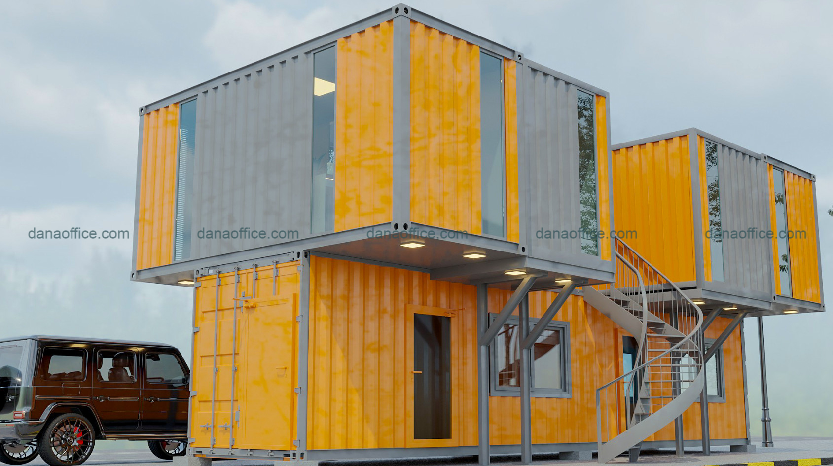 Thiết kế Văn phòng container ấn tượng