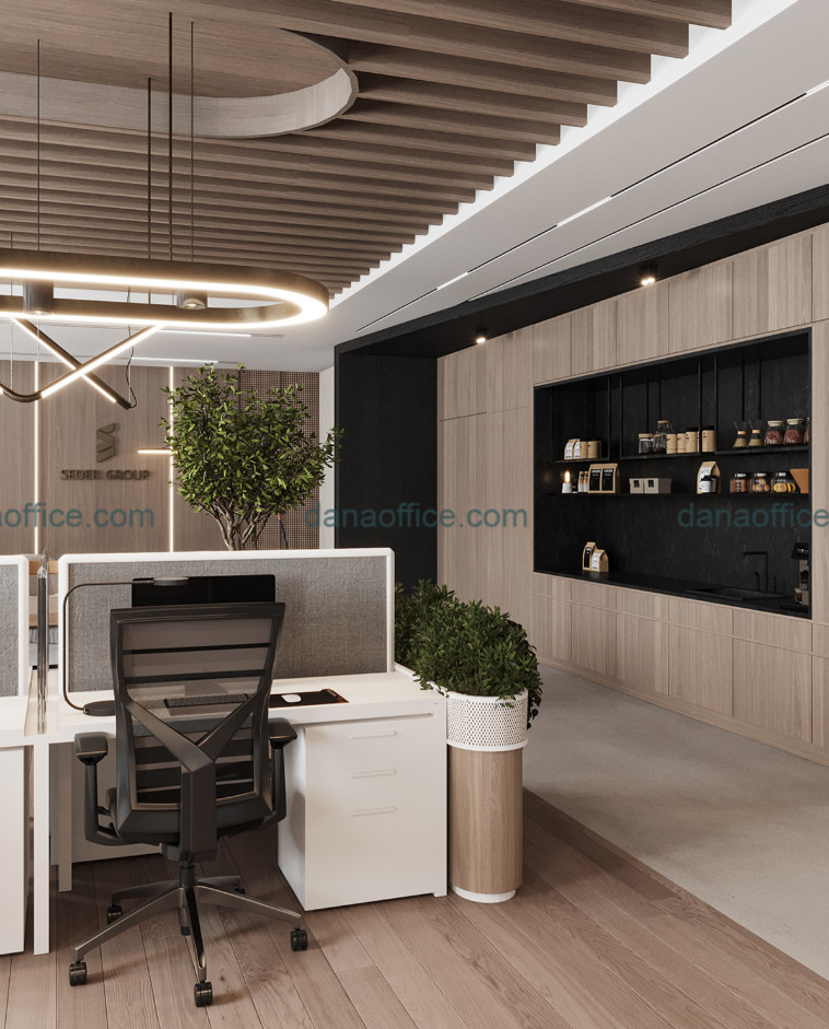 Khu vực bàn làm việc trang trí cây xanh