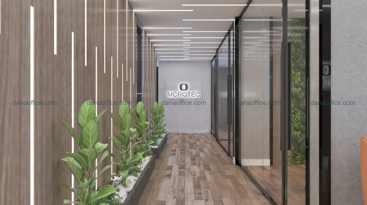 Thiết kế sảnh hành lang rộng rãi kết hợp cây xanh