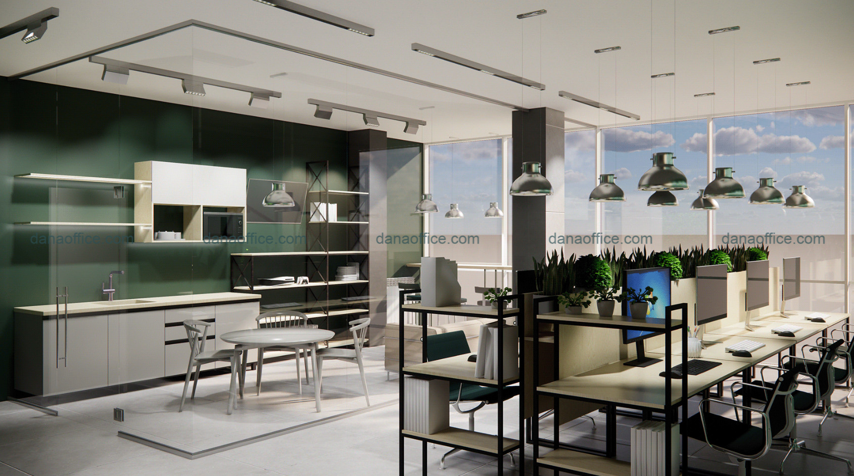 Không gian mở dễ dàng trao đổi, thiết kế đèn ấn tượng