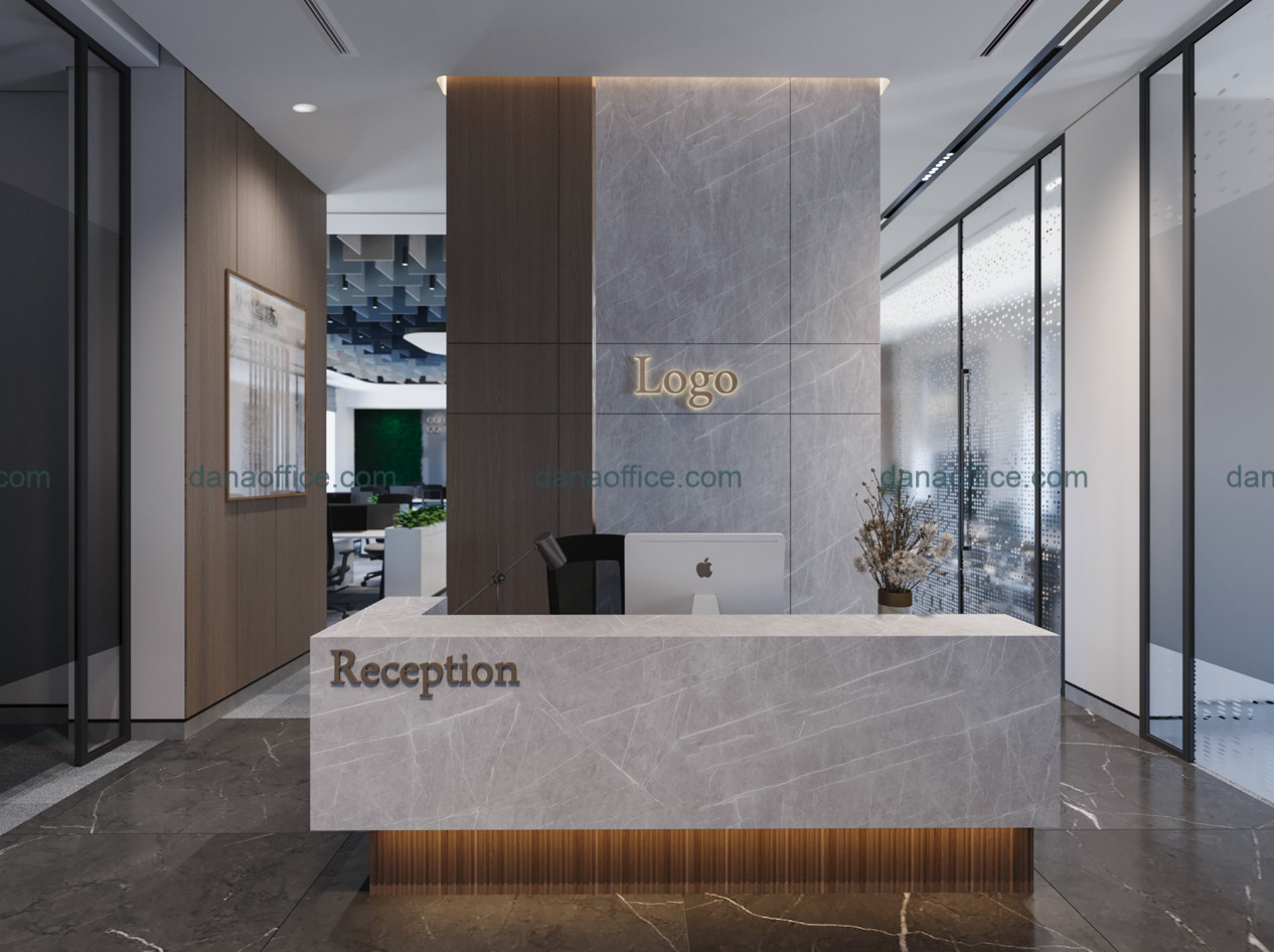 Quầy lễ tân thiết kê đẹp, tối giản